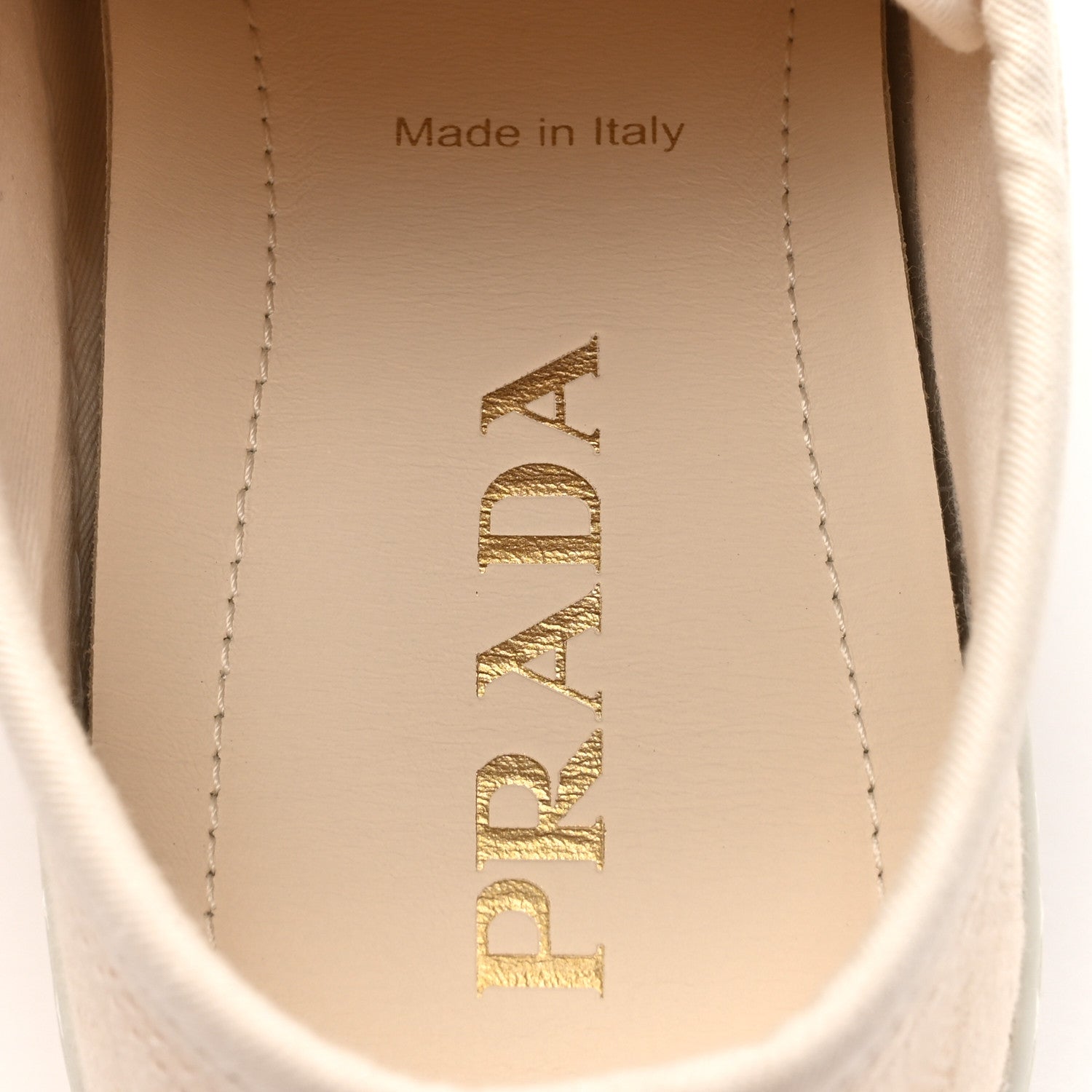 Prada Cotton Printed Triangle Mens Sneakers 8.5 Naturale 8 of 10