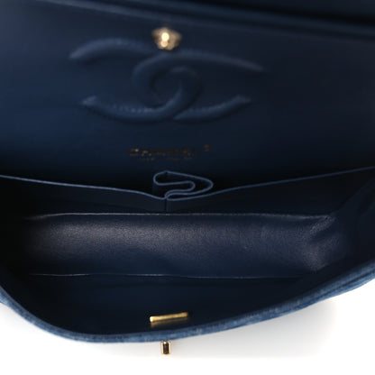 Chanel Printed Denim Quilted Medium Double Flap Dark Blue 5 of 11