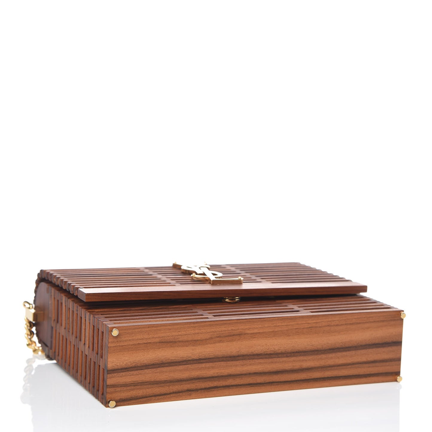 Wood Small Monogram Kate Box Bag Brown