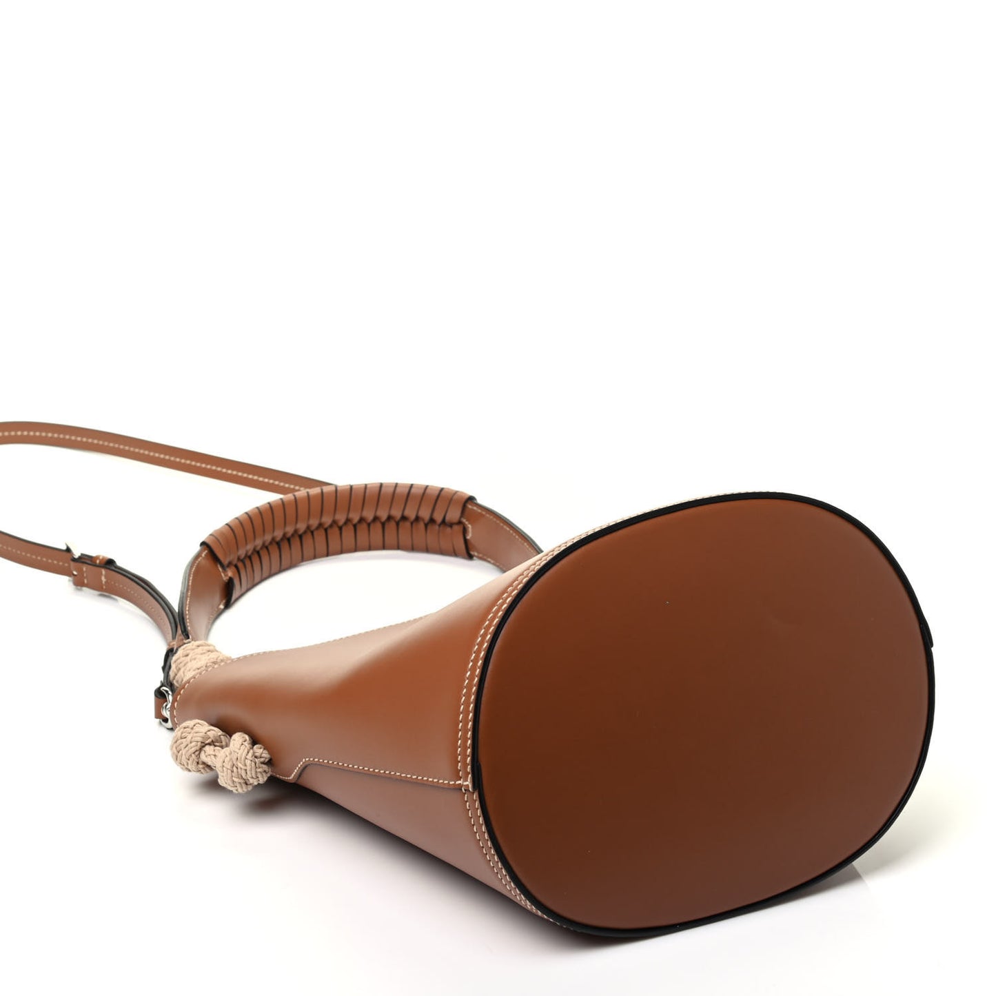City Calfskin Knotted Rope Bucket Bag Cognac