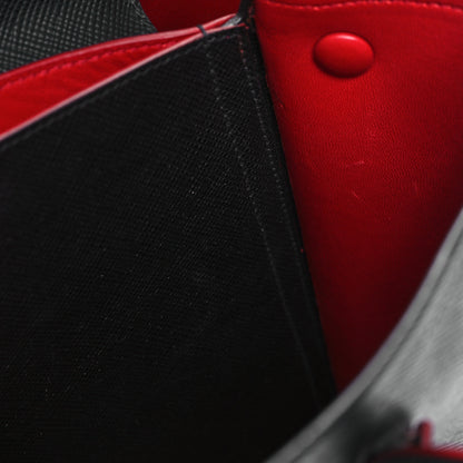 Prada Saffiano Cuir Large Double Bag Black Fuoco 10 of 11