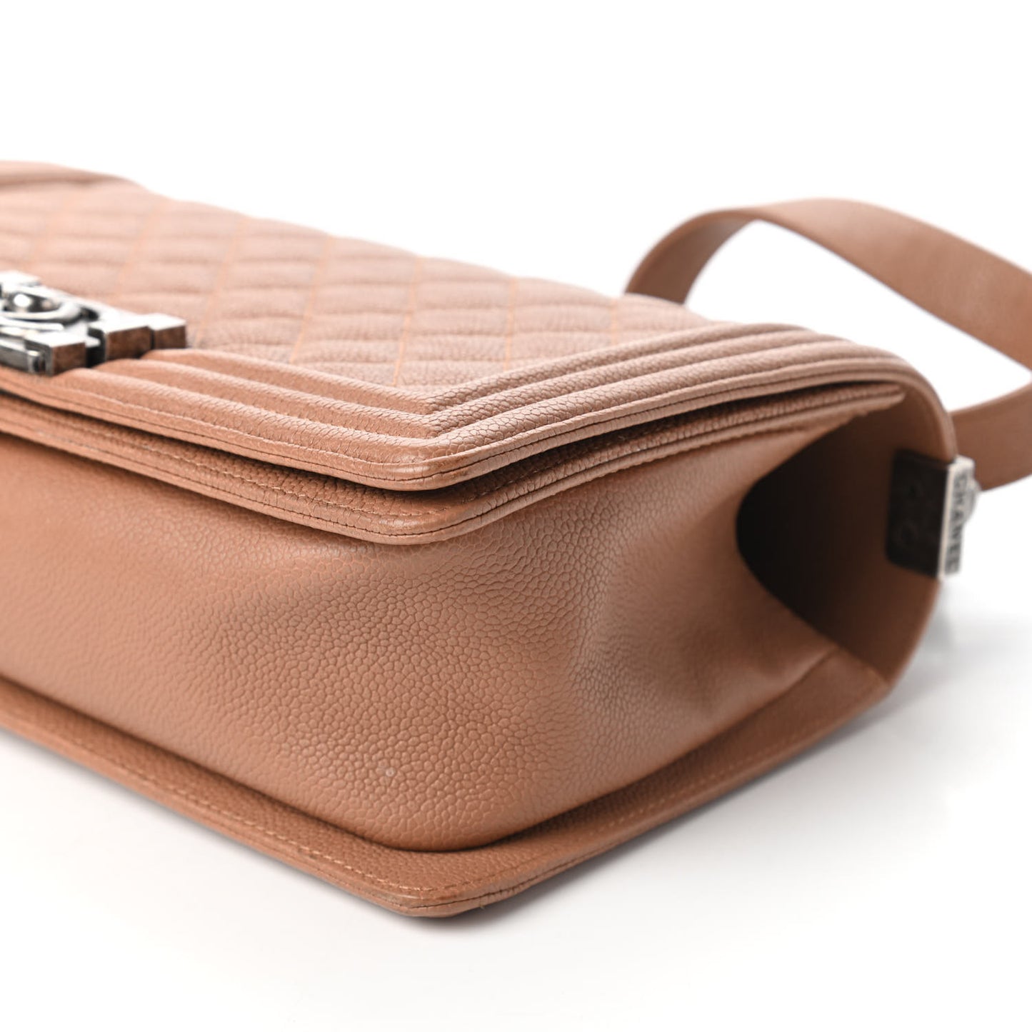 Caviar Quilted Medium Boy Flap Camel