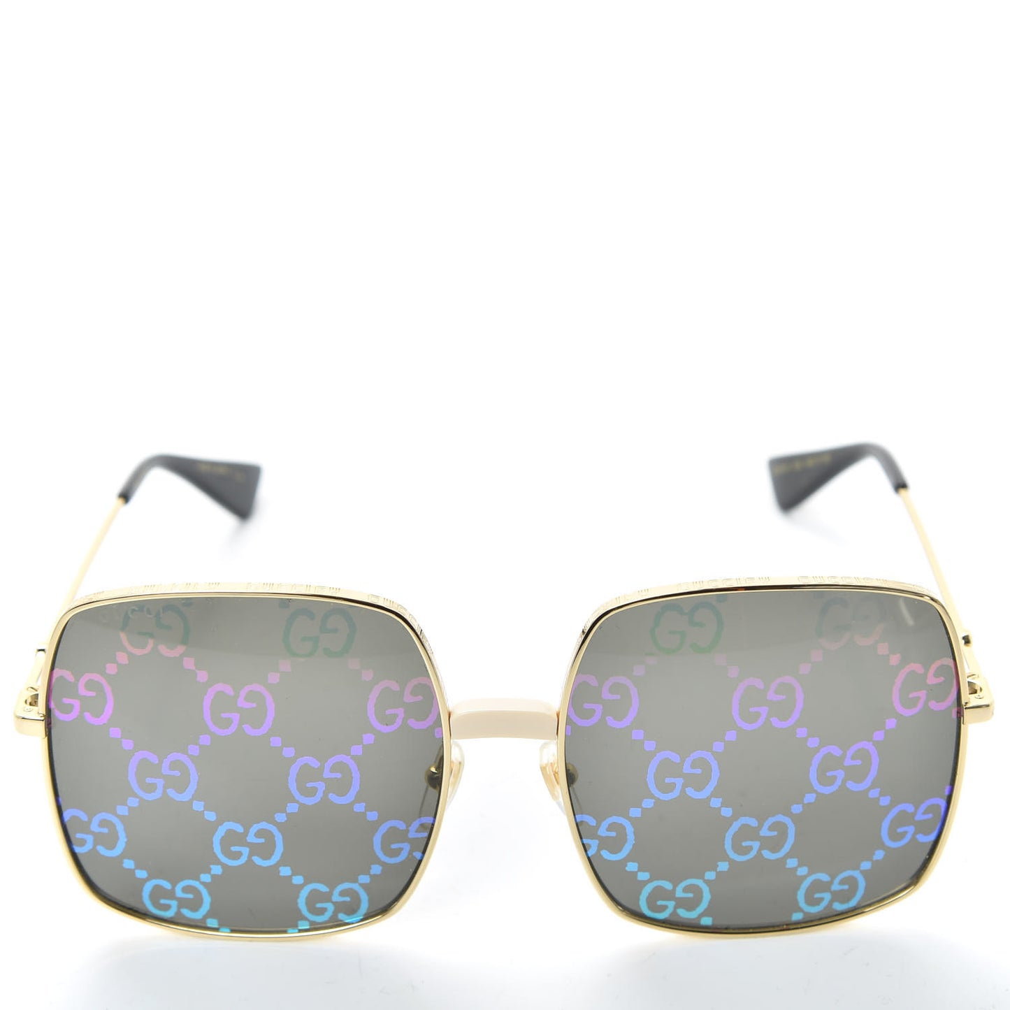 Metal Rectangular Frame Sunglasses GG0414S Gold Multicolor