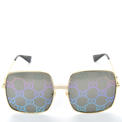 Gucci Metal Rectangular Frame Sunglasses GG0414S Gold Multicolor 3 of 8