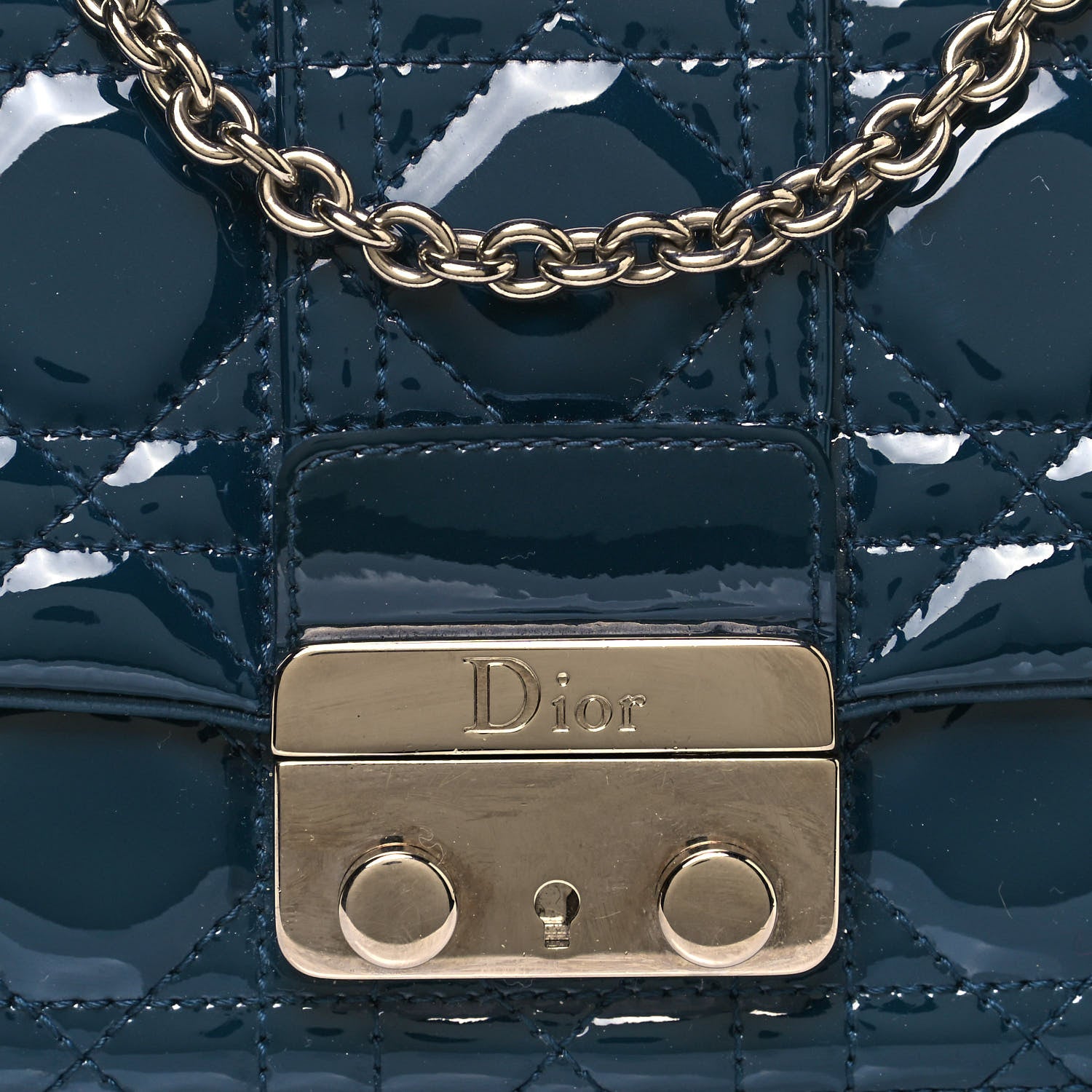 Christian Dior Patent Cannage New Lock Pouch Blue 7 of 13