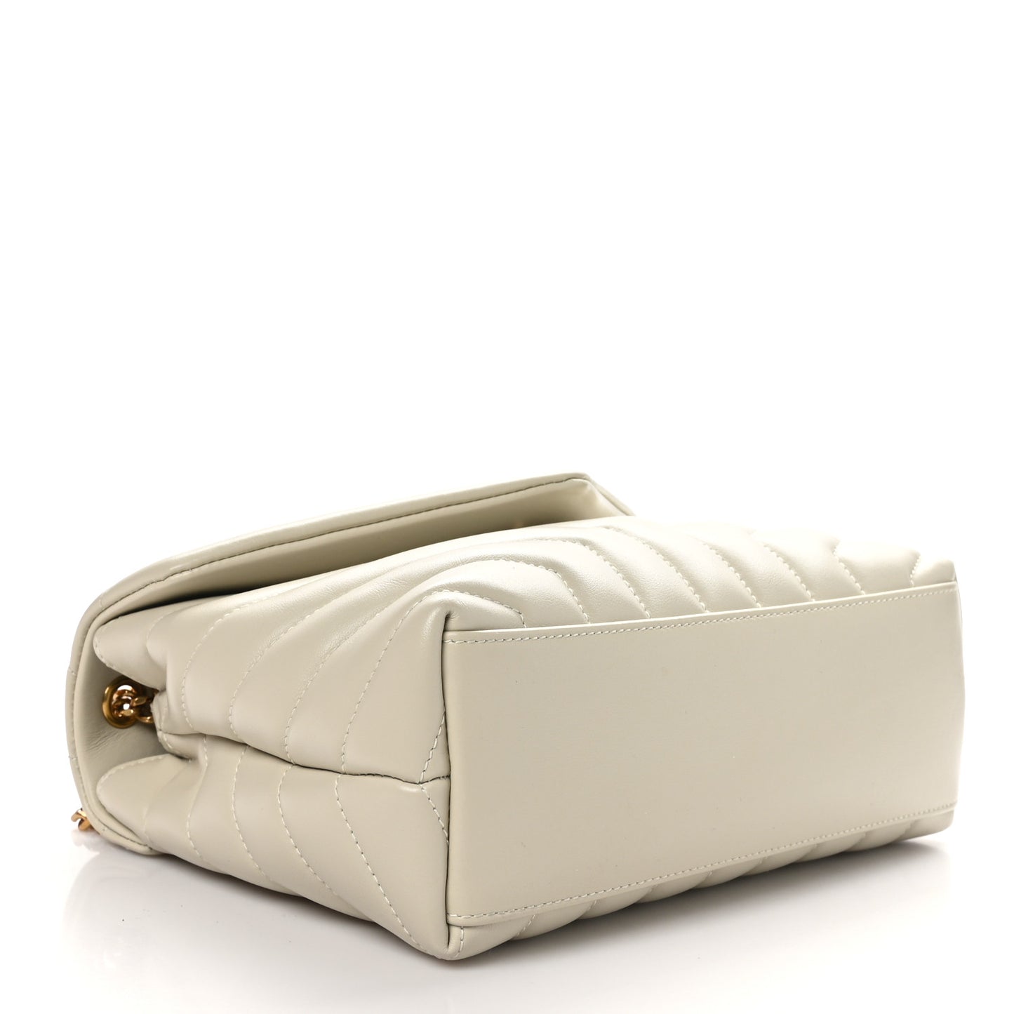 Calfskin Y Quilted Monogram Small Loulou Chain Satchel Crema Soft