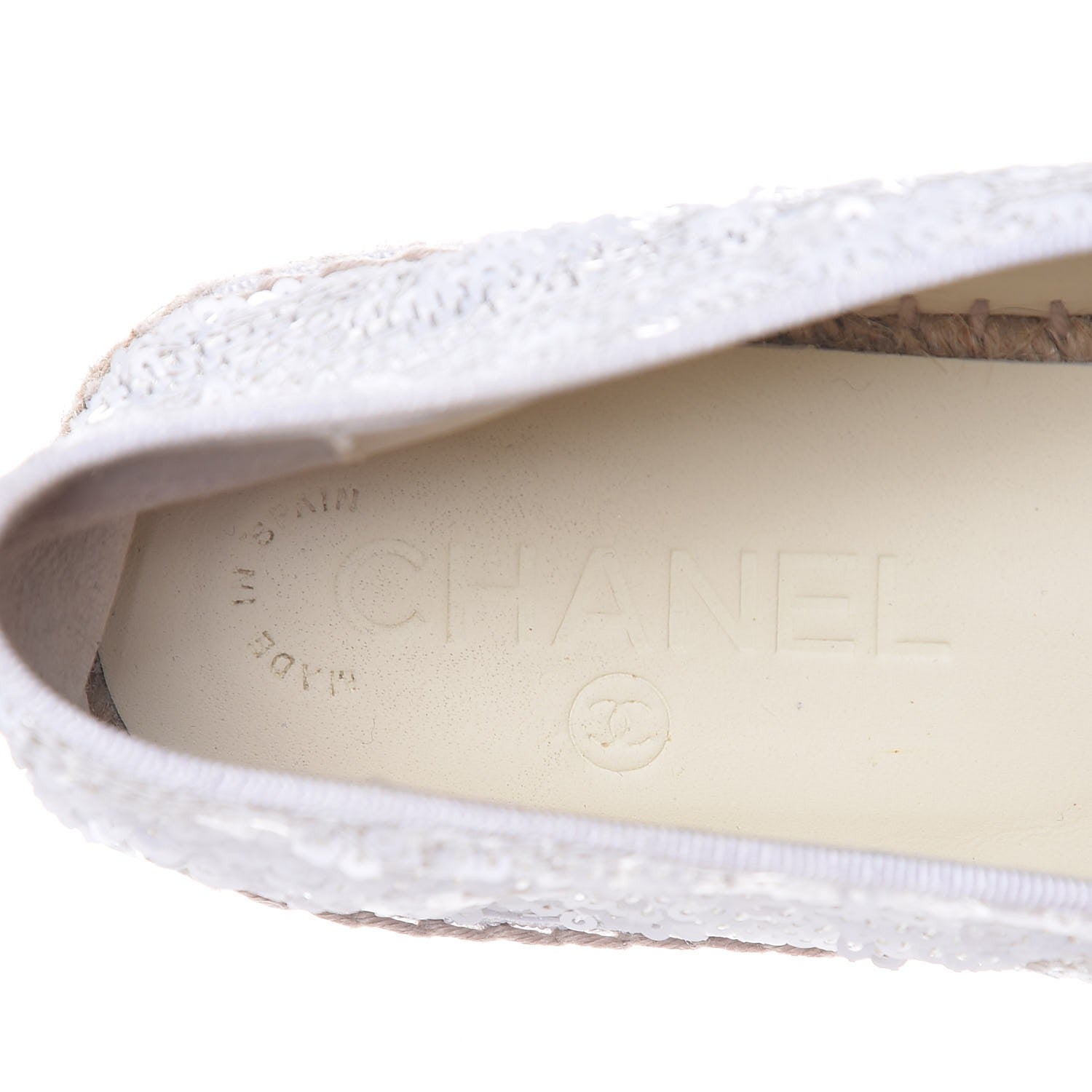 Chanel Patent Sequin CC Espadrilles 38 White 9 of 10