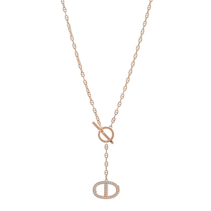 Hermes 18K Rose Gold Diamond GM Chaine D'Ancre Contour Pendant Necklace ST 1 of 5