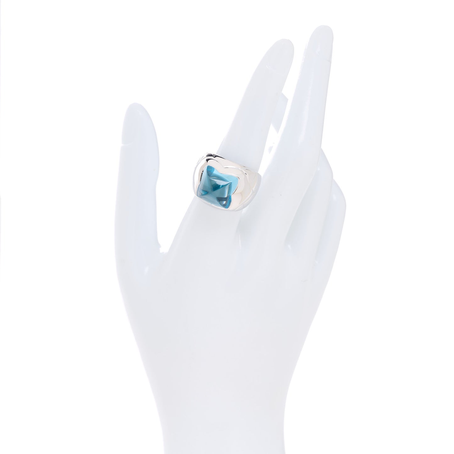 18K White Gold Aquamarine Pyramide Ring 55 7.25