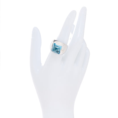 Bulgari 18K White Gold Aquamarine Pyramide Ring 55 7.25 2 of 6