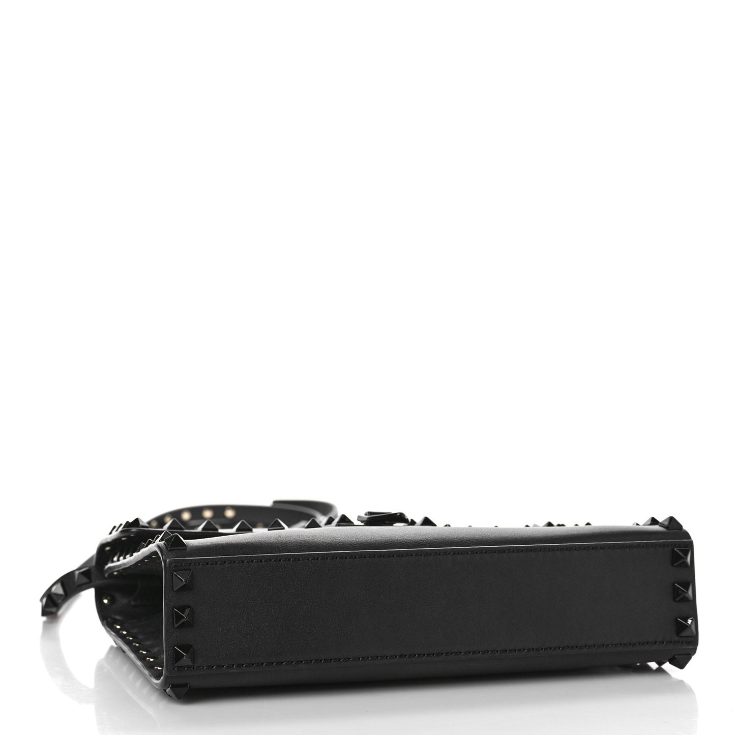 Vitello Monochrome Medium Rockstud Flip Lock Crossbody Bag Black
