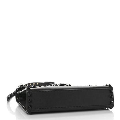 Valentino Garavani Vitello Monochrome Medium Rockstud Flip Lock Crossbody Bag Black 4 of 8