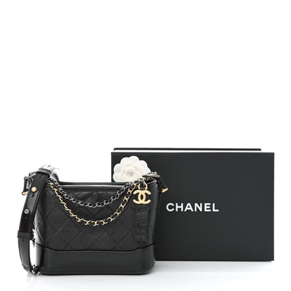 Chanel Aged Calfskin Quilted Small Gabrielle Hobo Black 11 of 11
