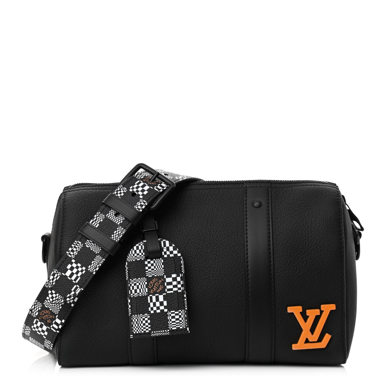 Calfskin Damier Distorted City Keepall Black
