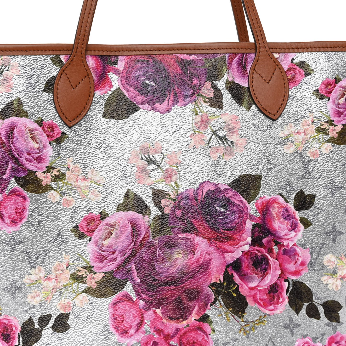 LOUIS VUITTON Metallic Monogram LV Garden Neverfull MM Silver