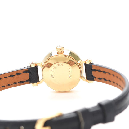 Hermes 18K Yellow Gold Barenia Diamond 16mm Faubourg Quartz Watch Noir 3 of 5