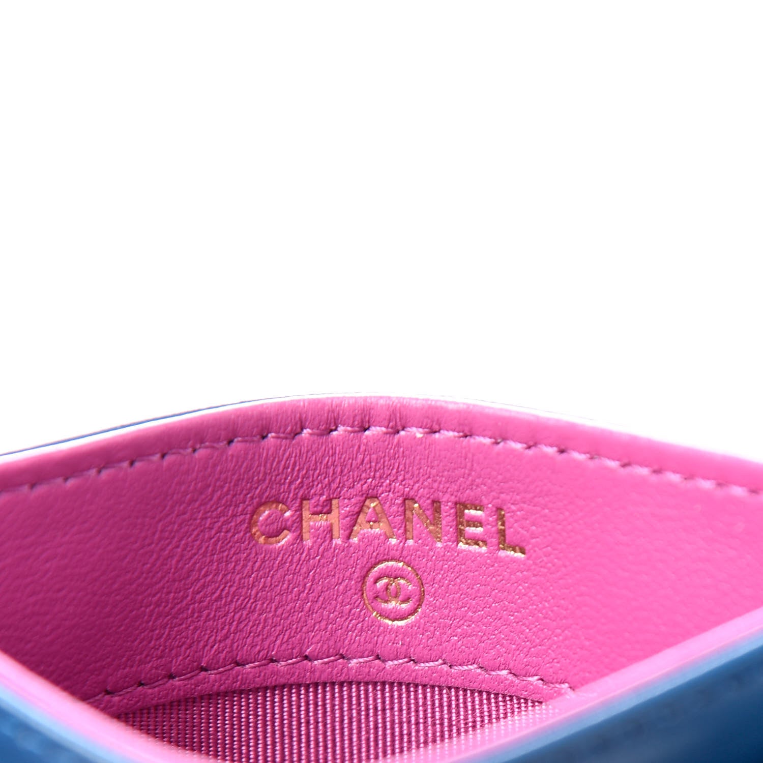Chanel Lambskin Quilted Card Holder Blue Pink 6 of 9
