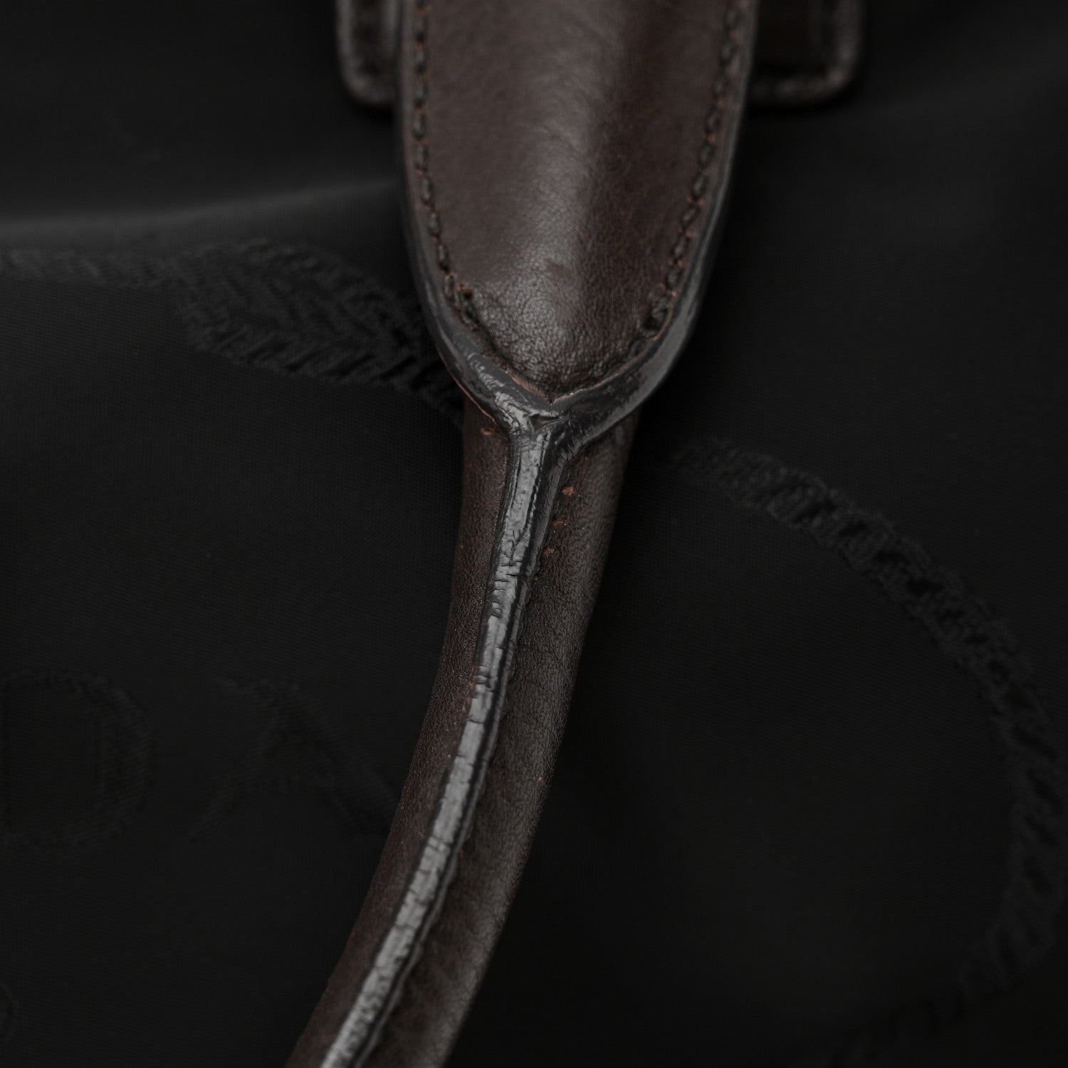 Prada Tessuto Nylon Jacquard Logo Tote Black Teak 14 of 15