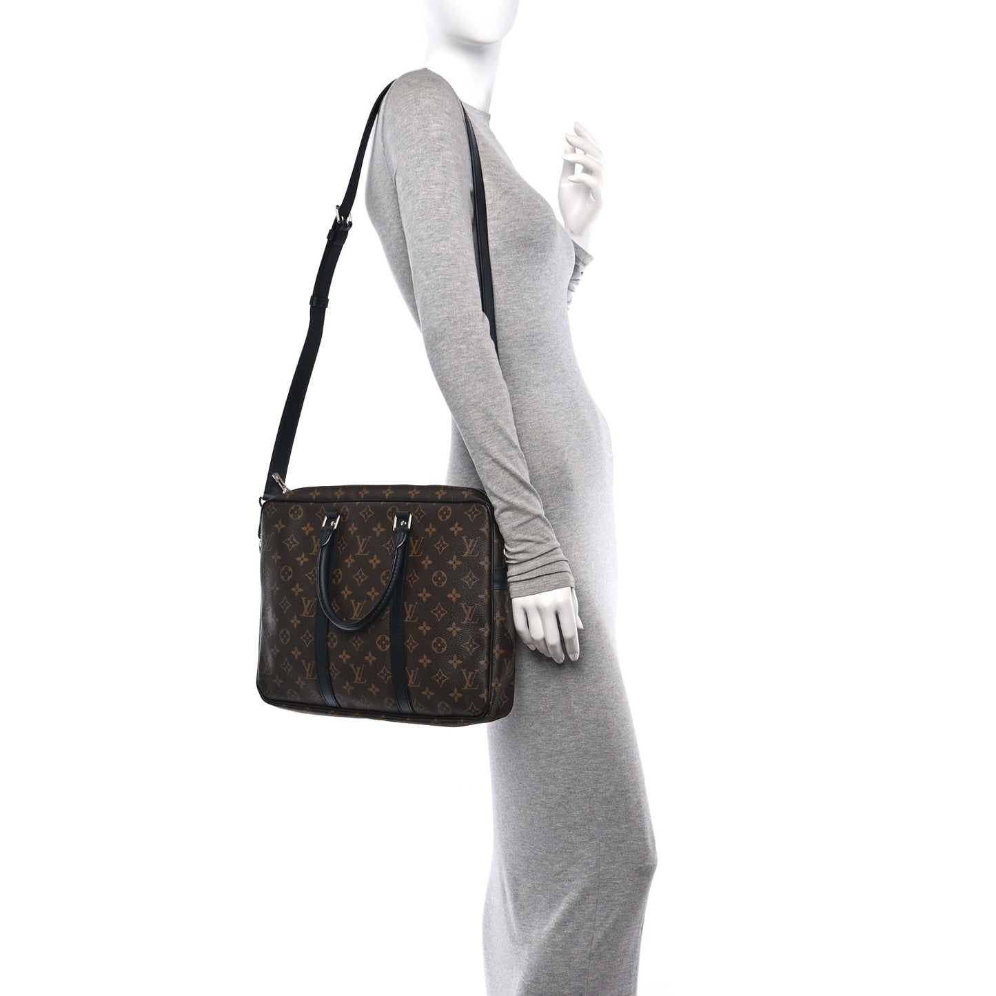 Monogram Macassar Porte Documents Voyage Soft Briefcase