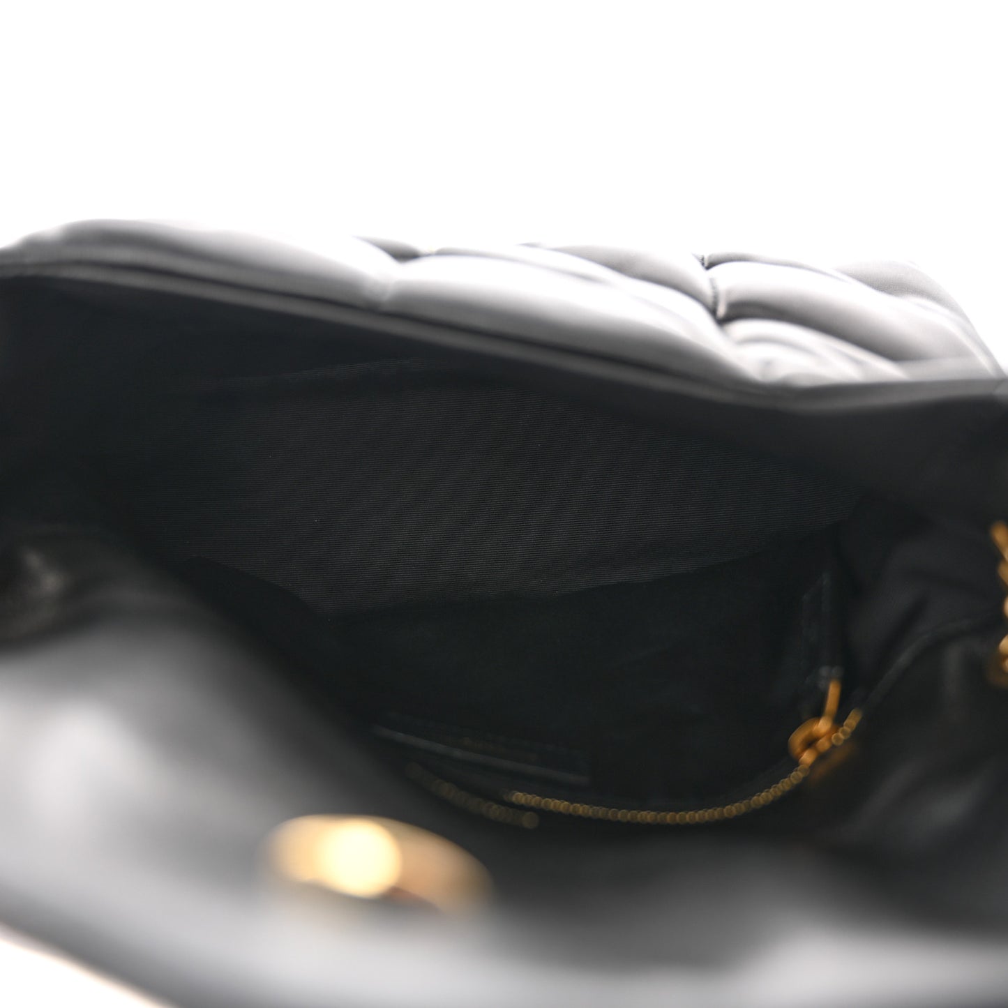 Lambskin Quilted Small Loulou Puffer Monogram Chain Satchel Black