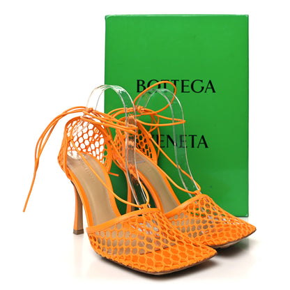 Bottega Veneta Mesh Nappa Stretch Ankle Tie Sandals 41 Tangerine 8 of 8