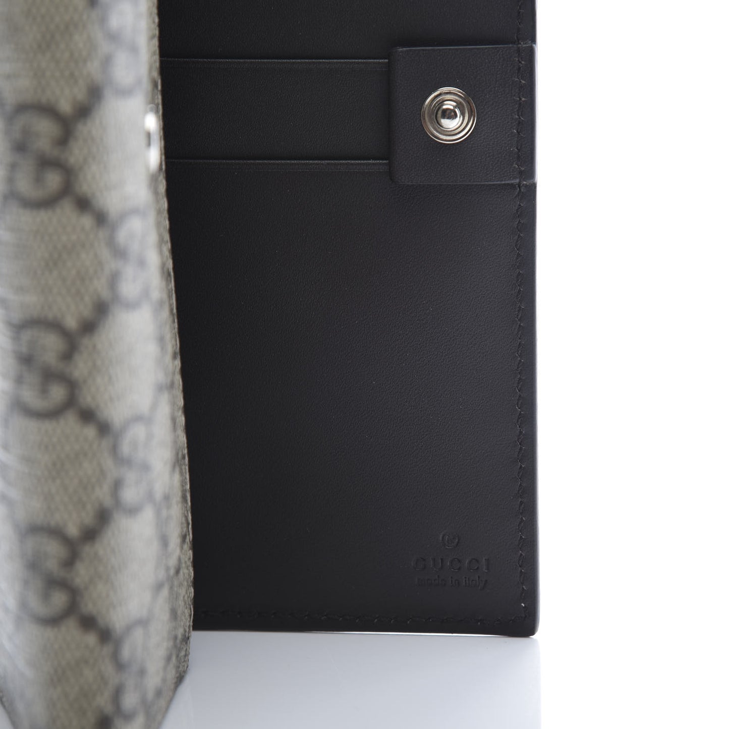 GG Supreme Monogram Selleria Calfskin Web New Web Continental Wallet Beige Ebony Cocoa