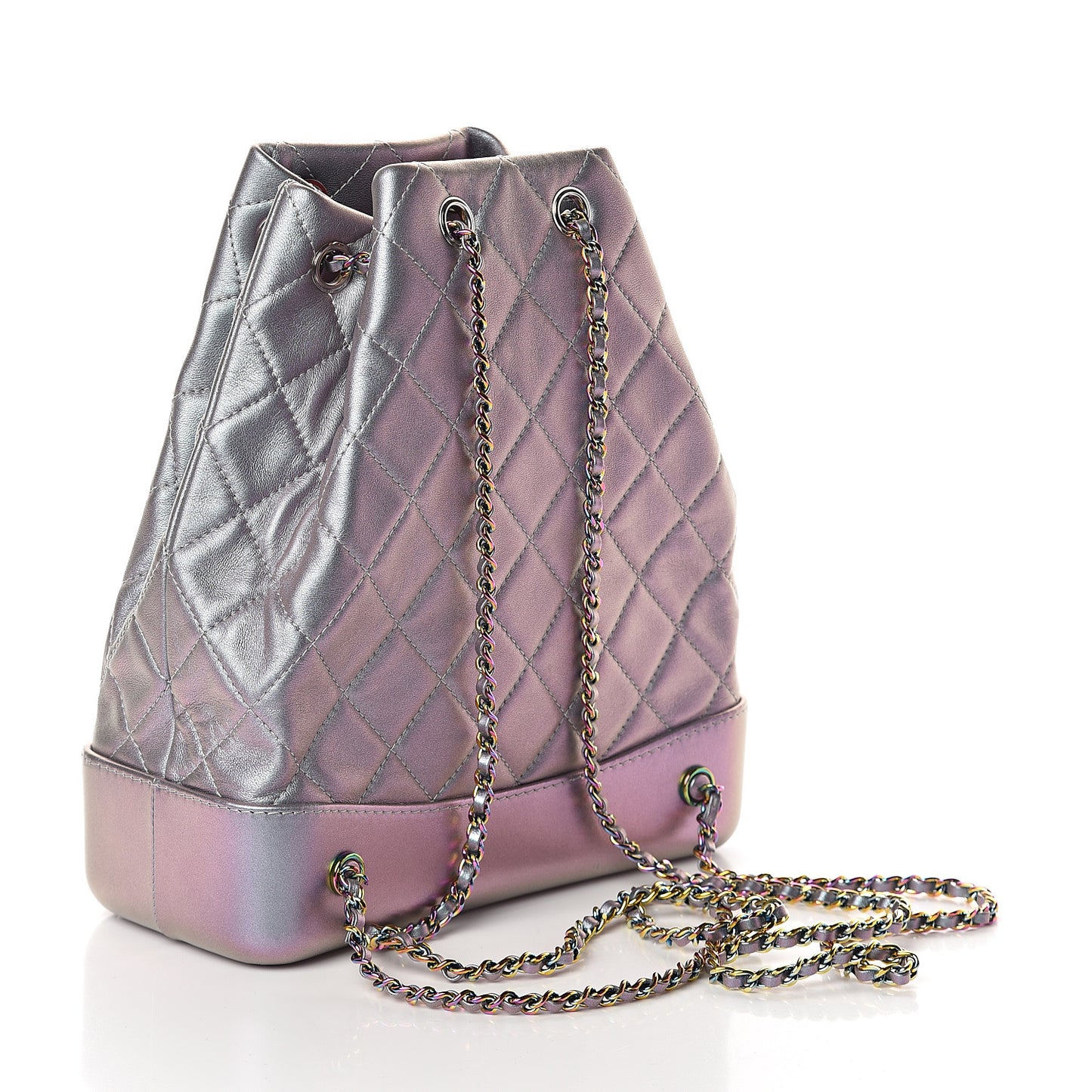 Iridescent Lambskin Calfskin Quilted Gabrielle Backpack Light Purple