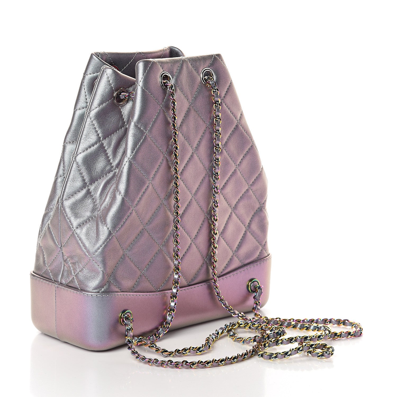 Chanel Iridescent Lambskin Calfskin Quilted Gabrielle Backpack Light Purple 2 of 9