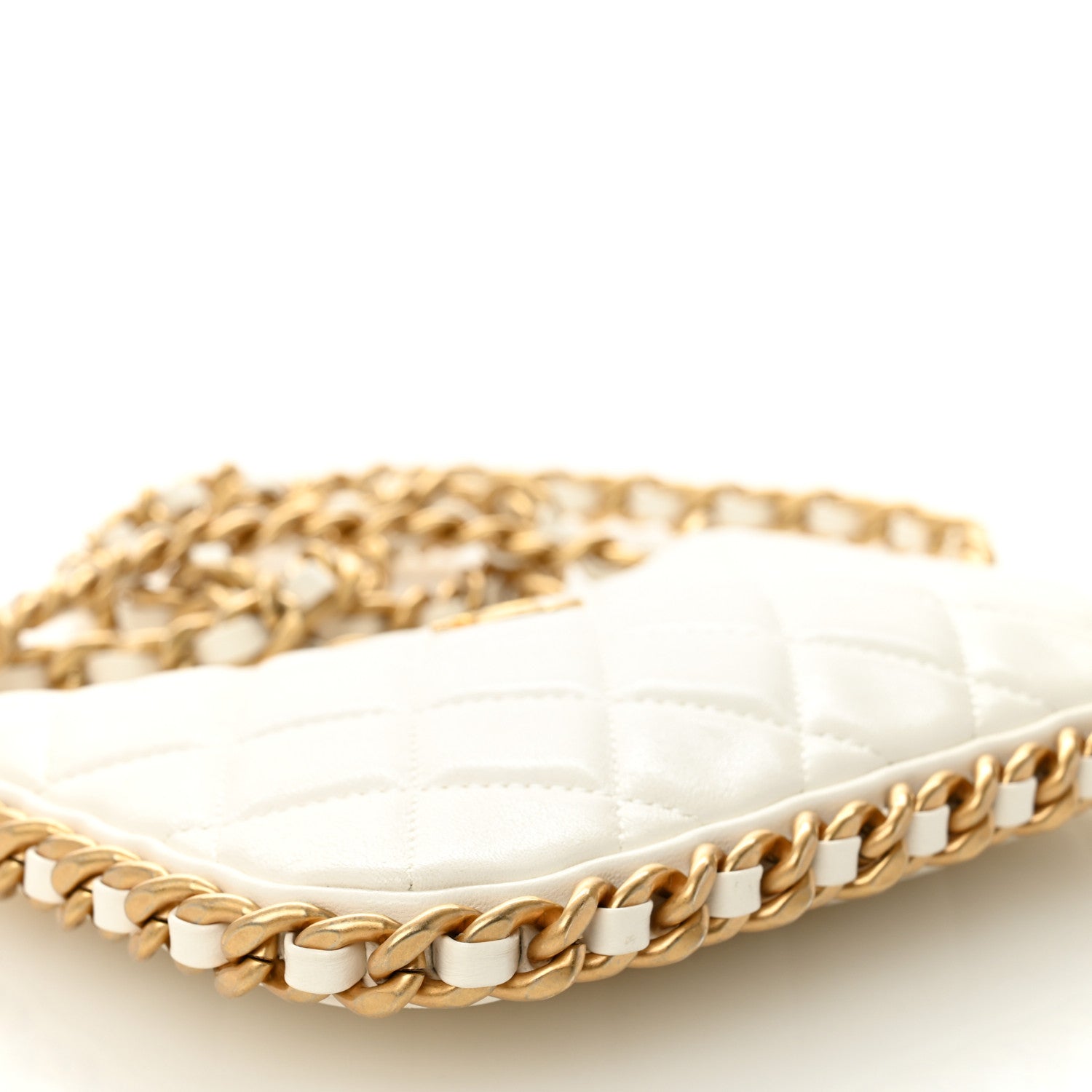 Chanel Lambskin Quilted Chain Around Top Handle Mini Bag White 9 of 10