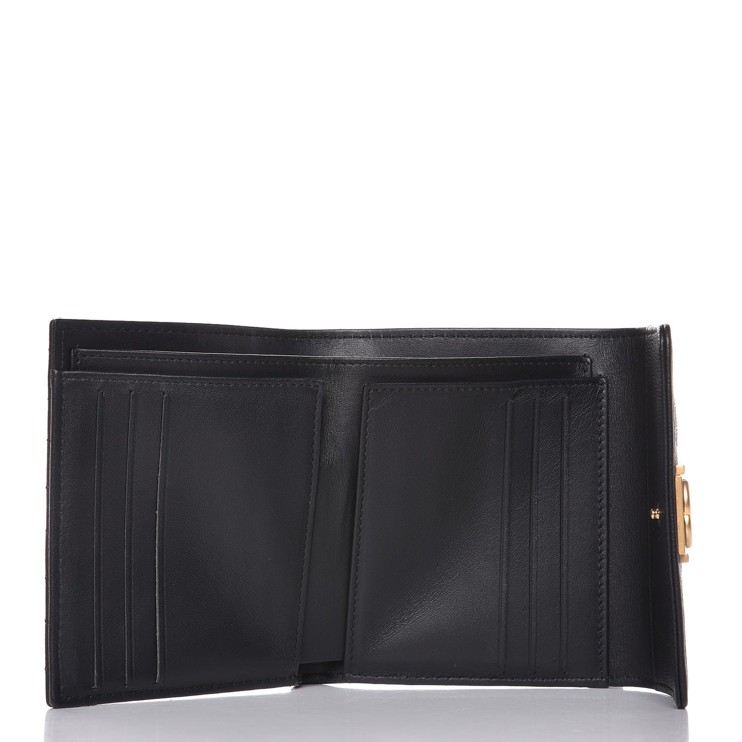 Caviar Quilted Compact Boy Wallet Black