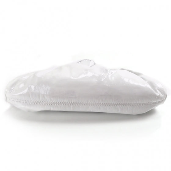 Vinyl Diamond Kiss lock Clutch Ivory