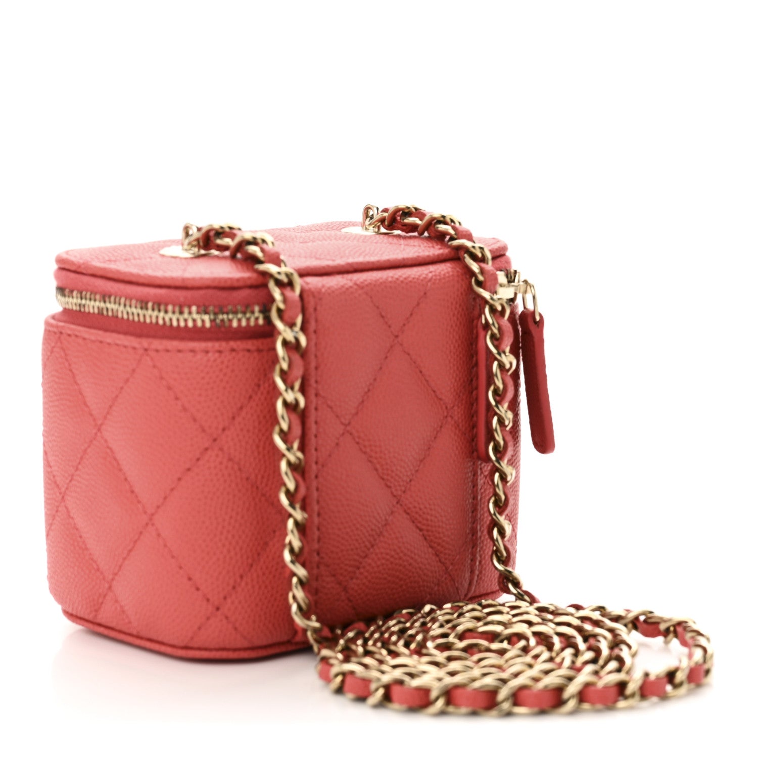 Chanel Caviar Quilted Mini Vanity Case With Chain Dark Pink 3 of 11
