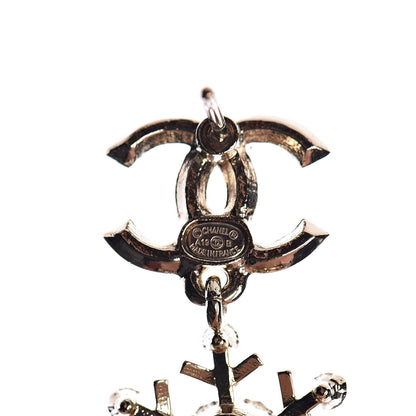 Chanel Crystal Snowflake CC Drop Earrings Gold 3 of 5