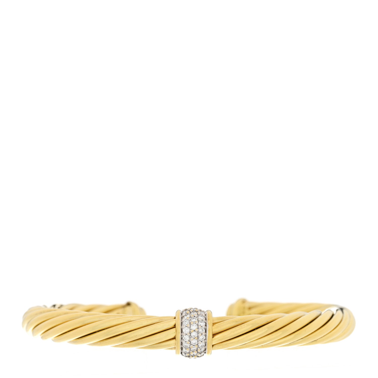 David Yurman DAVID YURMAN 18K Yellow Gold Diamond 7mm Cable Classics Single Station Bracelet 1 of 3
