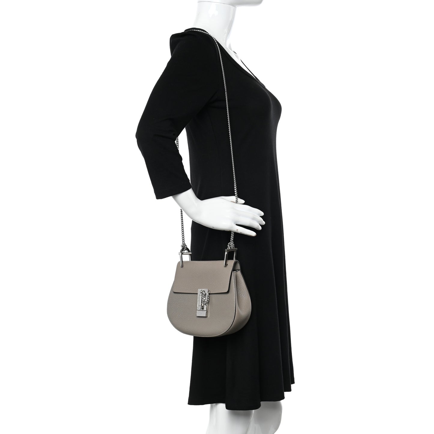 Grained Lambskin Mini Drew Shoulder Bag Motty Grey