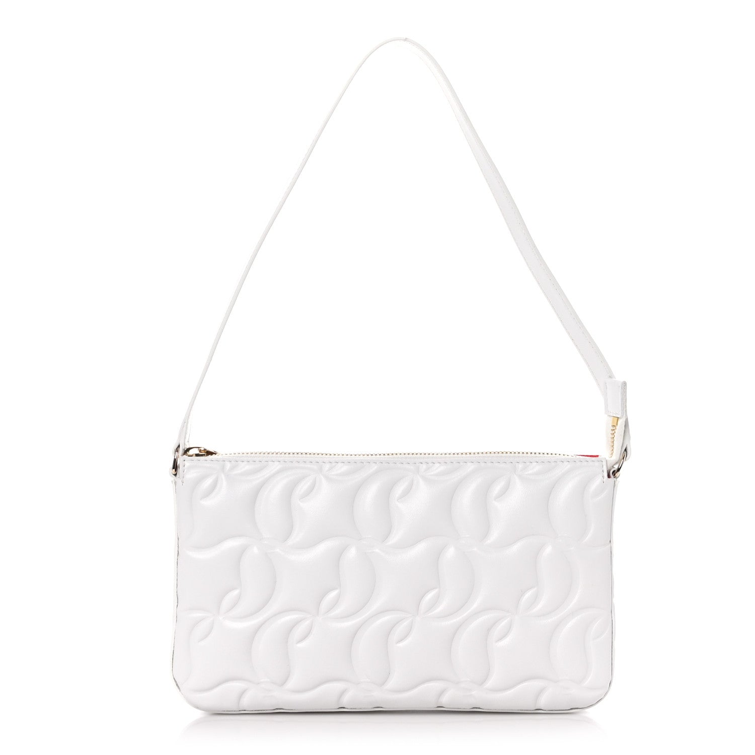 Christian Louboutin Calfskin Embossed Loubila Shoulder Bag White 1 of 8