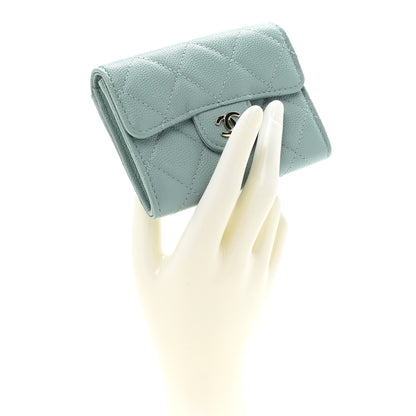 Chanel Caviar Quilted Flap Card Holder Wallet Light Green 2 of 9