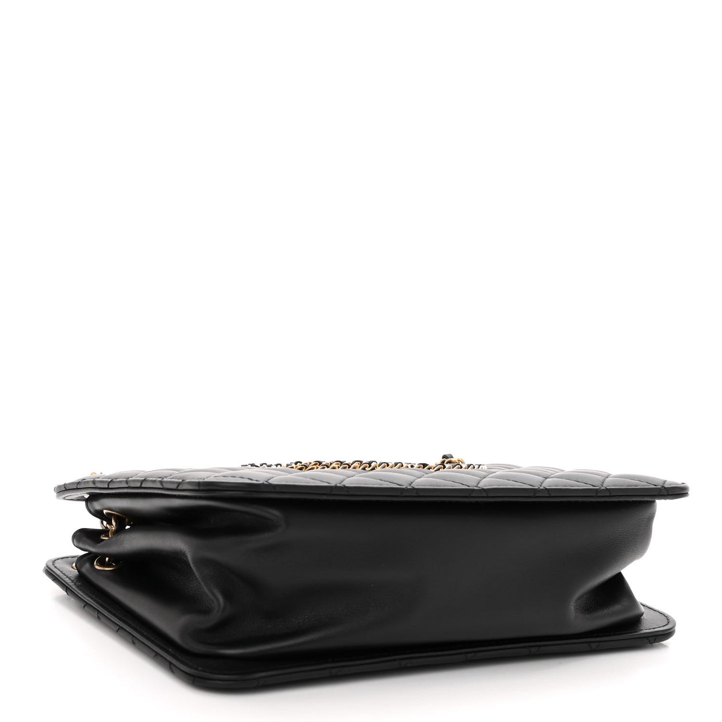 Calfskin Quilted CC Chain Accordion Tote Black