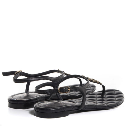 Chanel Calfskin Quilted Star CC Thong Sandals Black 38.5 4 of 7