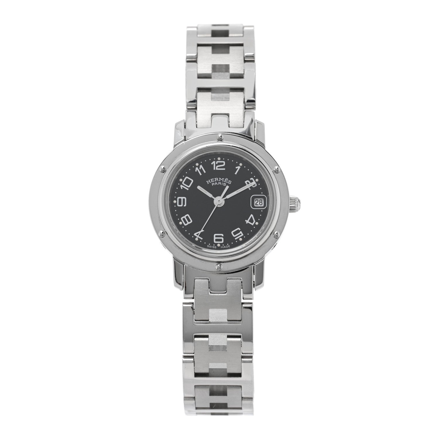 Hermes Stainless Steel 24mm Clipper Quartz Watch Black 1 of 4