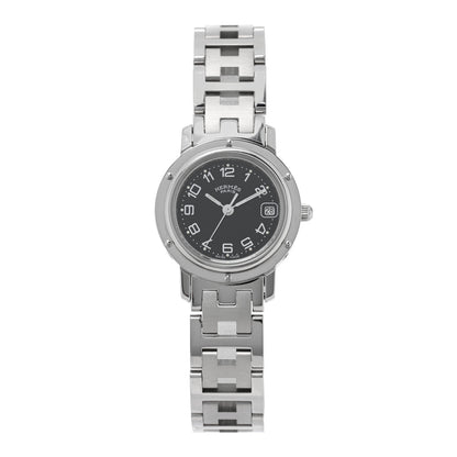 Hermes Stainless Steel 24mm Clipper Quartz Watch Black 1 of 4