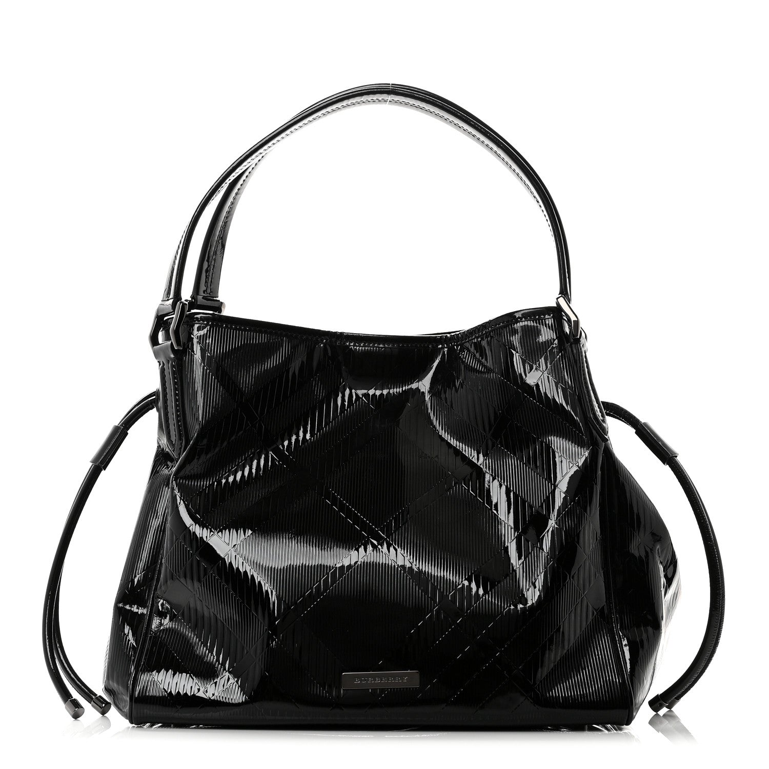 Burberry Patent Check Embossed Small Bilmore Tote Black 1 of 10