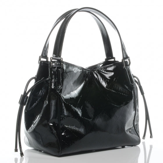 Burberry Patent Check Embossed Tote Black 3 of 9