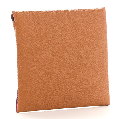Hermes Chevre Mysore Bastia Verso Coin Purse Caramel Rose Shocking 2 of 7