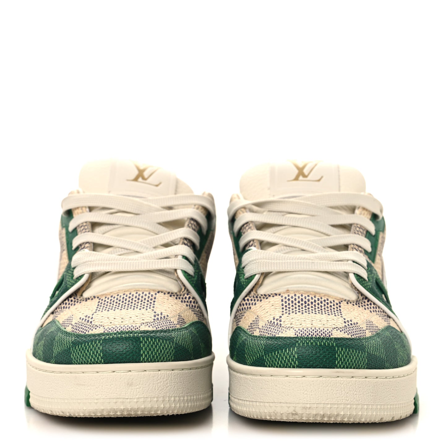 Damier Grained Calfskin Monogram Mens LV Trainer Sneakers 4 Green