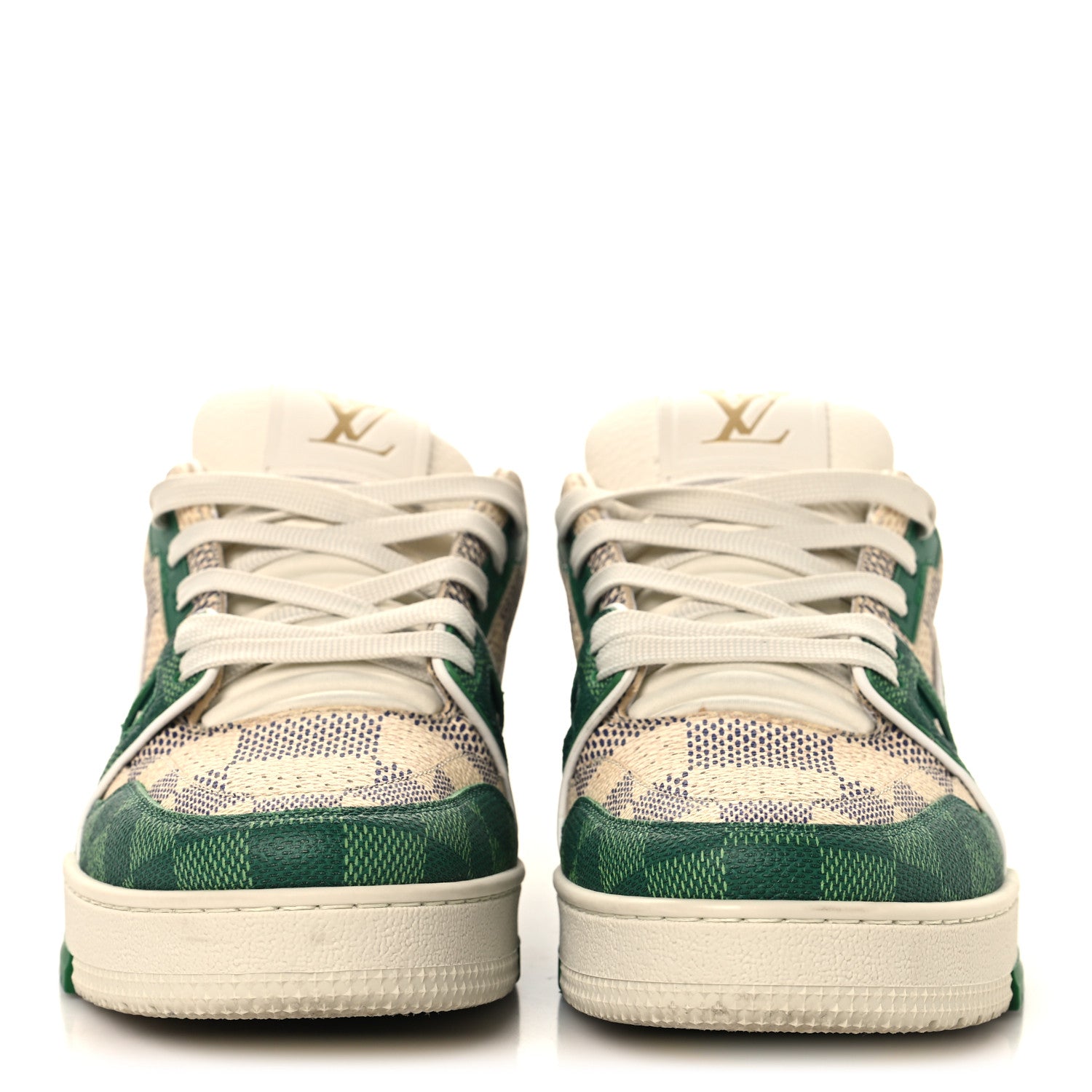 Louis Vuitton Damier Grained Calfskin Monogram Mens LV Trainer Sneakers 4 Green 3 of 8