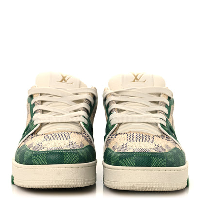 Louis Vuitton Damier Grained Calfskin Monogram Mens LV Trainer Sneakers 4 Green 3 of 8