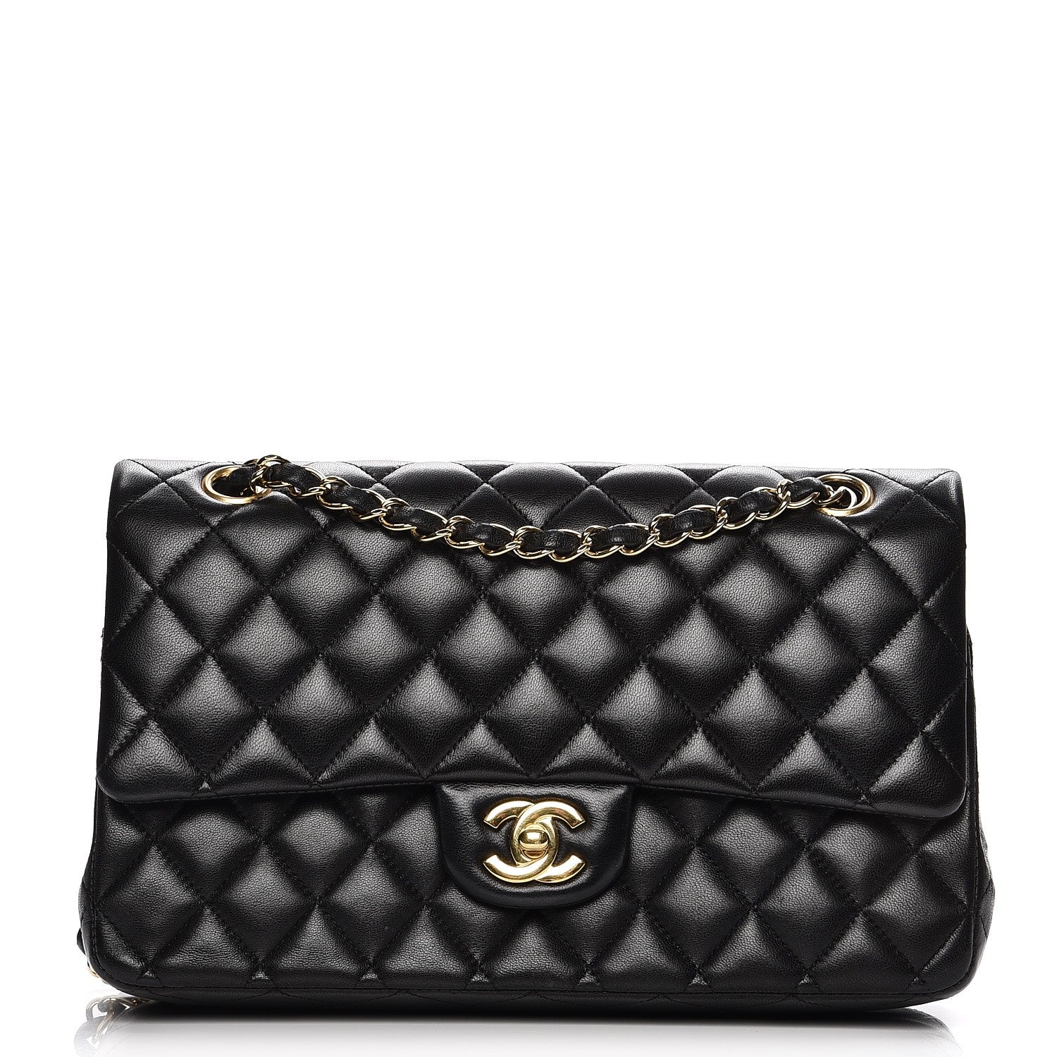Chanel Lambskin Quilted Medium Double Flap Black 1 of 8