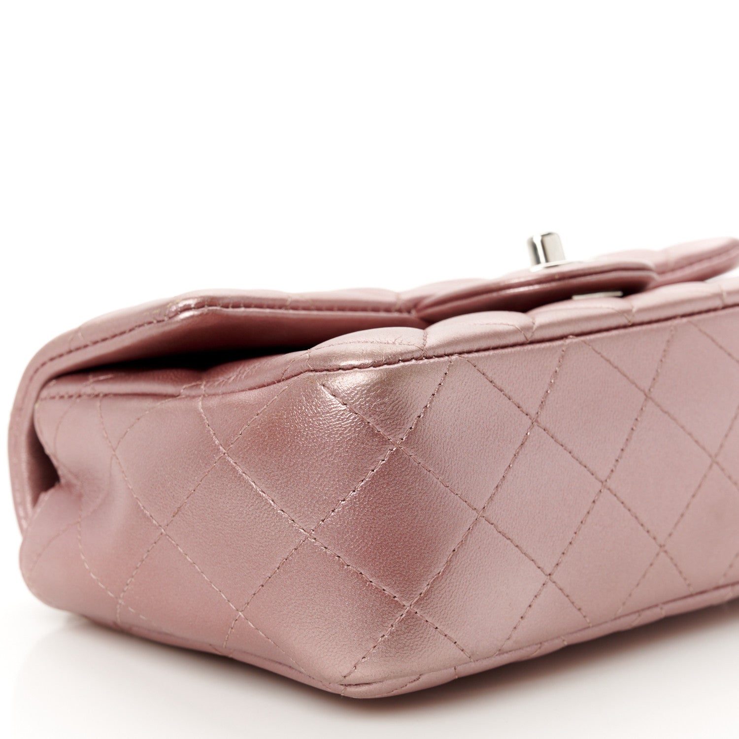 Chanel Metallic Lambskin Quilted Mini Rectangular Flap Pink 10 of 11