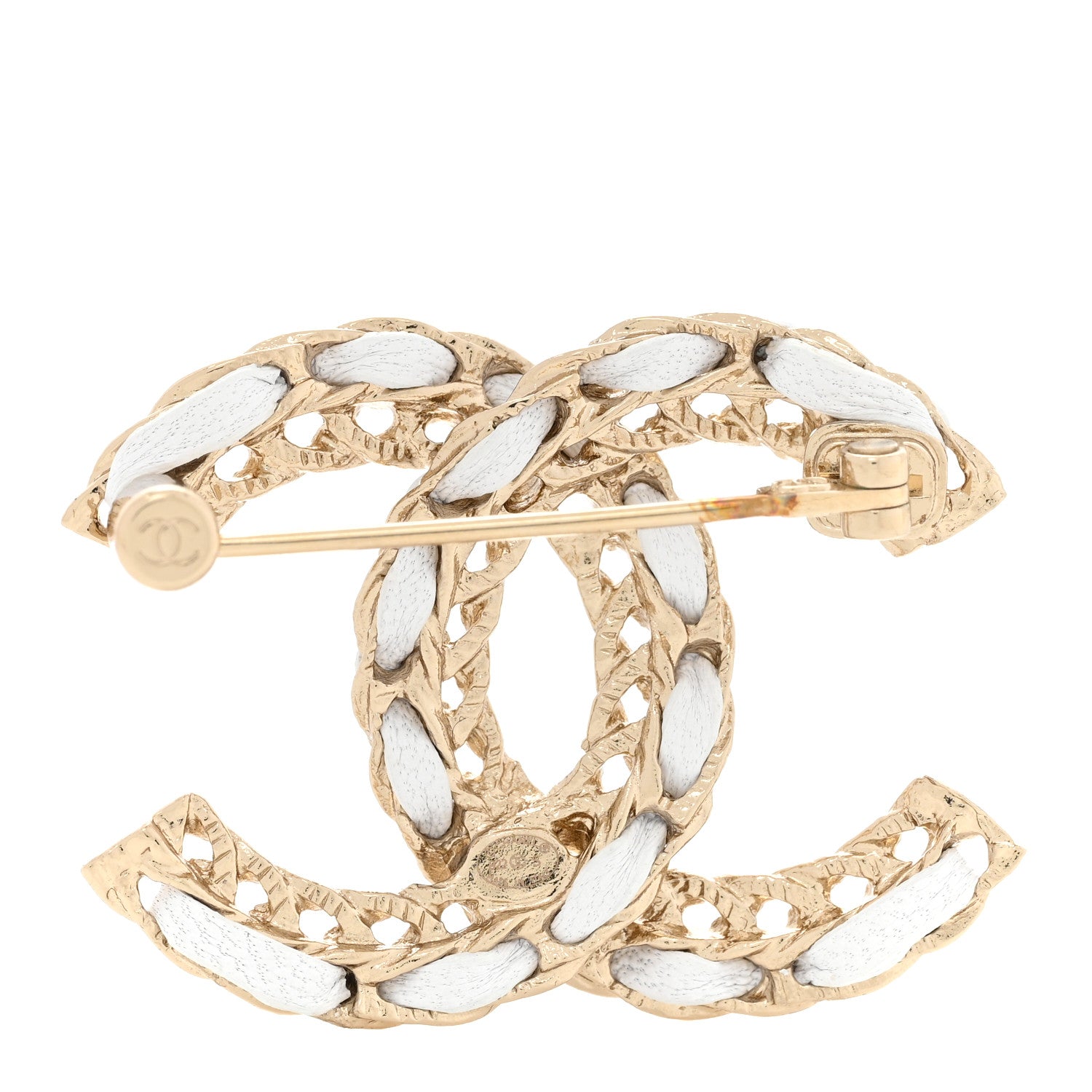 Chanel Lambskin CC Chain Brooch White Gold 3 of 6